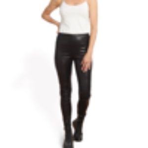 Peruvian Connection Bonded Soft Lamb Leather Leggings Black  XS